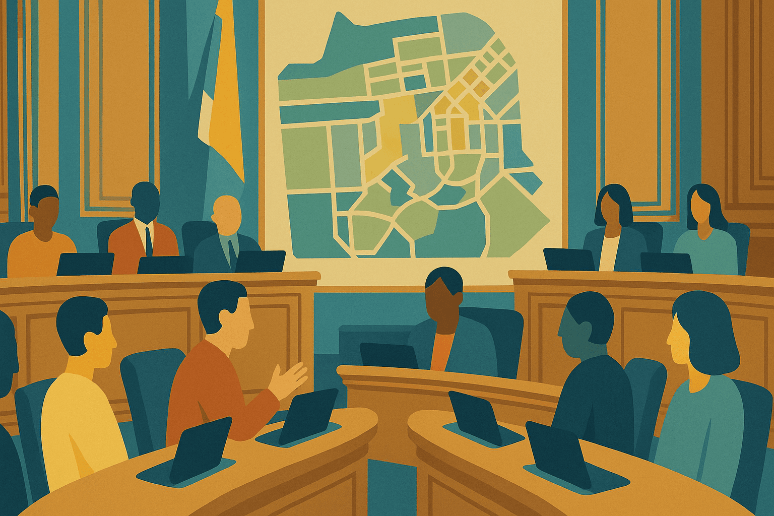 Illustration highlighting the four supervisors who voted no on Family Zoning